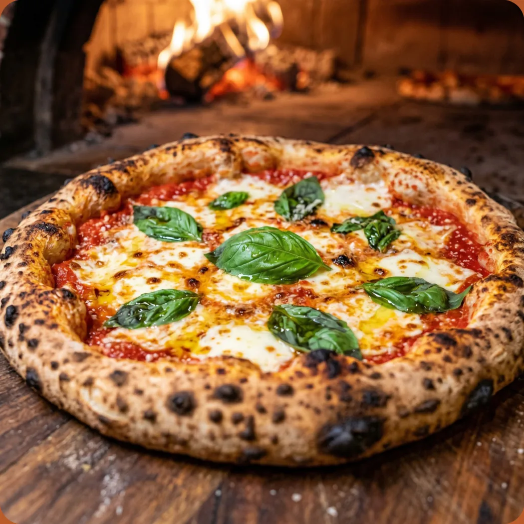 Margherita Classic pizza with fresh basil and mozzarella